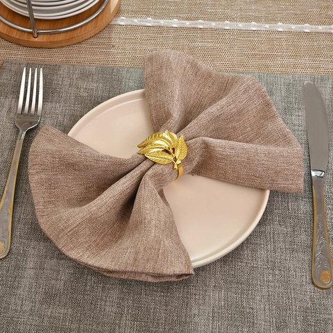 Golden Leaf Napkin Rings Zinc Alloy Metal Napkin Holder For Wedding Banquet Table Decoration Home Dining Party Accessories