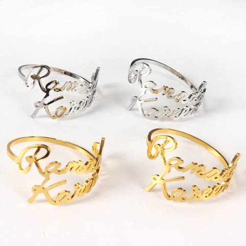 Ramadan Kareem Napkin Rings Gold Silver Zinc Alloy Hollow Letter Napkin Buckle For Dining Table Holiday Party Decor