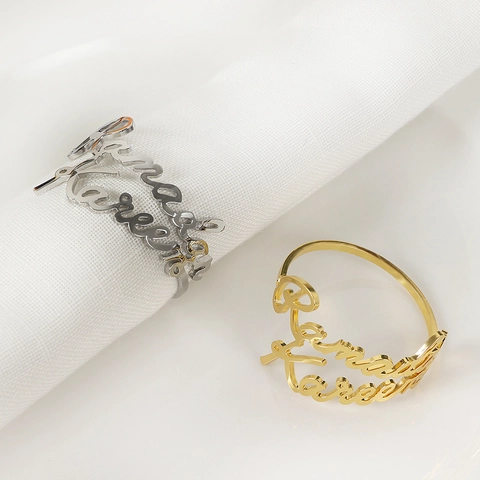Ramadan Kareem Napkin Rings Gold Silver Zinc Alloy Hollow Letter Napkin Buckle For Dining Table Holiday Party Decor