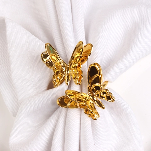 Butterfly Napkin Rings Gold Iron Hollow Decorative Buckle For Wedding Hotel Table Decoration Luxury Elegant