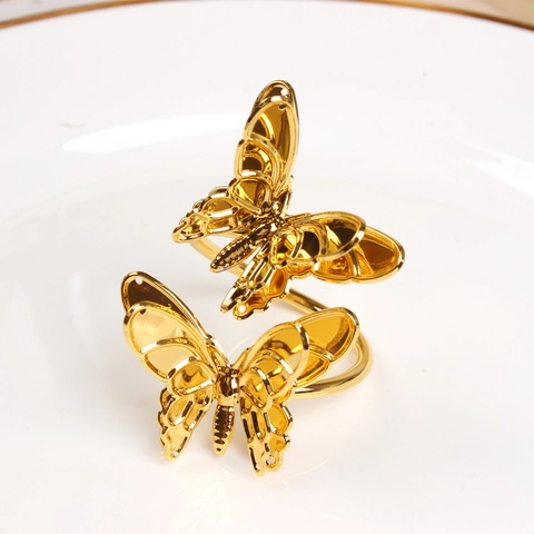 Butterfly Napkin Rings Gold Iron Hollow Decorative Buckle For Wedding Hotel Table Decoration Luxury Elegant