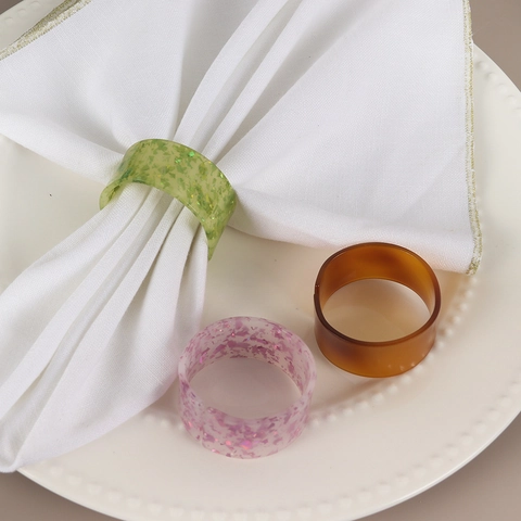 Resin Napkin Rings Glitter Gold Foil Open Loop Decoration For Wedding Banquet Hotel Dining Table Setting Western Style