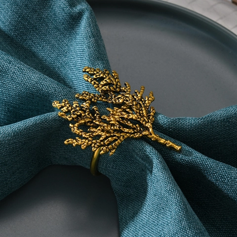 Napkin Rings Retro Coral Cypress Branch Zinc Alloy Electroplated Decorative Holders For Hotel Wedding Dinner Party Table Setting