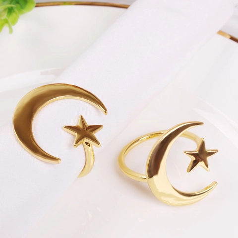 Star Moon Zinc Alloy Napkin Rings Adjustable Gold Silver Metallic Napkin Buckle For Wedding Banquet Party Decoration