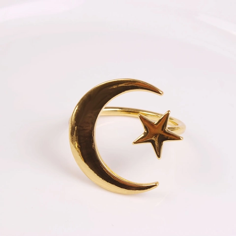 Star Moon Zinc Alloy Napkin Rings Adjustable Gold Silver Metallic Napkin Buckle For Wedding Banquet Party Decoration