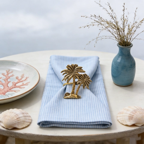 Retro Hawaii Coconut Tree Napkin Rings Zinc Alloy Metal Tropical Palm Tree Napkin Holders For Hotel Wedding Table Decoration