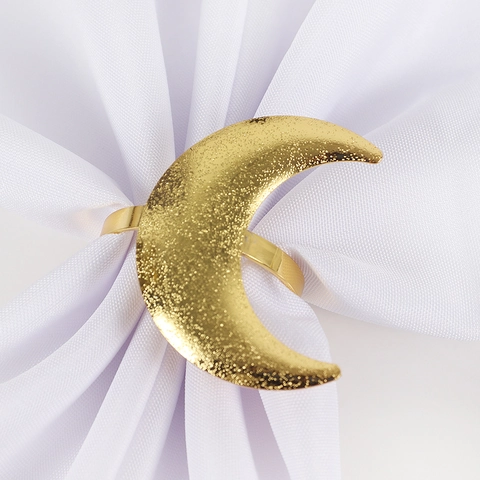 Gold Frosted Zinc Alloy Napkin Rings Star Moon Shape Napkin Buckles For Banquet Wedding Restaurant Dining Table Decoration