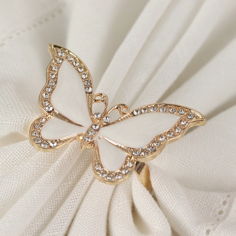 Ronds De Serviette Papillon Alliage Strass Émail Décorations De Table Pour Banquet Mariage Fête Style Élégant
