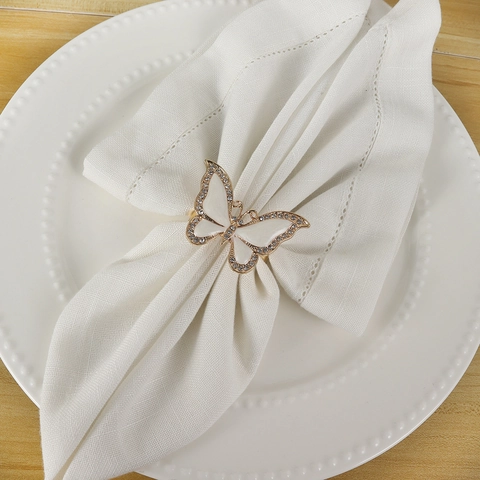 Ronds De Serviette Papillon Alliage Strass Émail Décorations De Table Pour Banquet Mariage Fête Style Élégant