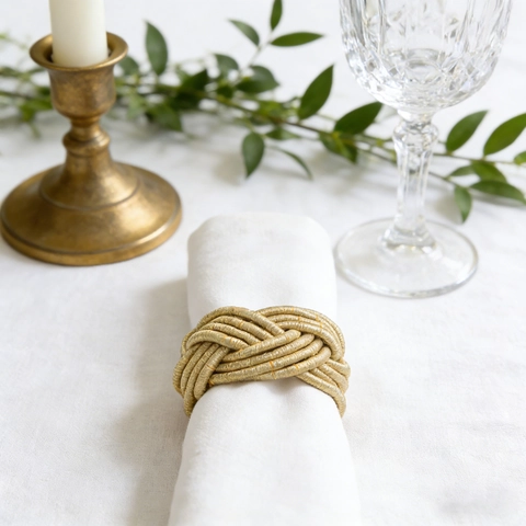 Napkin Rings Handmade Woven Metallic Rope Braided Knot Napkin Buckles For Banquet Wedding Dinner Table Decor Elegant