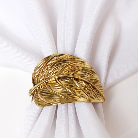 Two Leaf Napkin Rings Zinc Alloy Gold Plated Leaf Napkin Buckle For Wedding Banquet Restaurant Table Decoration Elegant Style