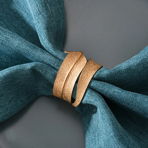 Napkin Rings Zinc Alloy Curled Leaf Design Electroplated Metal Holders For Hotel Wedding Banquet Table Decor Western Style