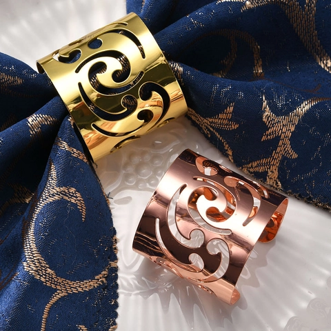 Metal Napkin Rings Zinc Alloy Hollow Comma Design Table Decoration For Wedding Hotel Party Elegant Electroplated