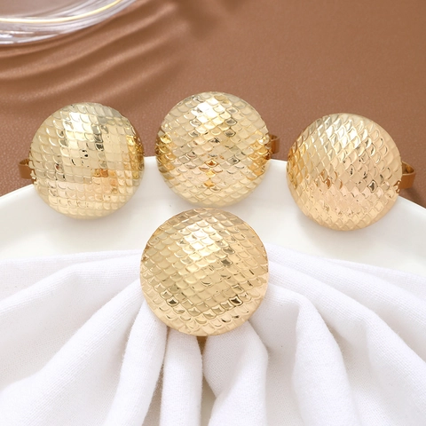 Mushroom Napkin Ring Gold Zinc Alloy Textured Metal Table Decoration For Wedding Dining Party Western Style