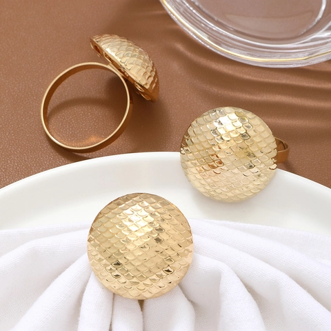 Mushroom Napkin Ring Gold Zinc Alloy Textured Metal Table Decoration For Wedding Dining Party Western Style