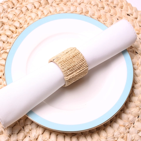 Servilletero Tejido a Mano de Enea para Decoración de Mesa de Hotel Restaurante Hogar Hebilla de Servilleta de Paja Natural Rústica