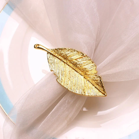Vintage Simulation Leaf Napkin Ring Gold Silver Zinc Alloy Napkin Holder For Wedding Banquet Table Decoration Accessories