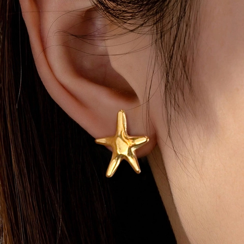 Starfish Stud Earrings Stainless Steel Ocean Tropical Summer Sea Life Jewelry For Women