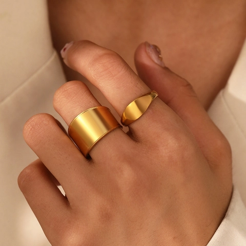 Stainless Steel Adjustable Open Rings Minimalist Geometric Finger Jewelry Modern Fashion Accessory Women Men