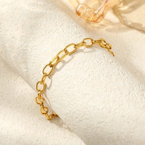 Edelstahl Oval Gliederkette Fußkettchen Minimalistisch Gold Geometrisch Verstellbar Fußkette Für Damen