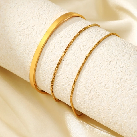 Modieuze Stapelbare Roestvrijstalen Gelaagde Armband Bangle Slangenketting Schakelketting Open Manchet Sieraden Voor Dames