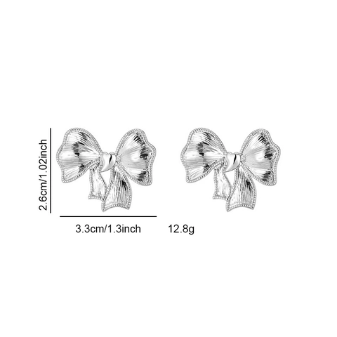 Schleifen Ohrstecker Edelstahl 18K Vergoldet Texturiert Schmetterlingsknoten Modischer Eleganter Schmuck Für Damen