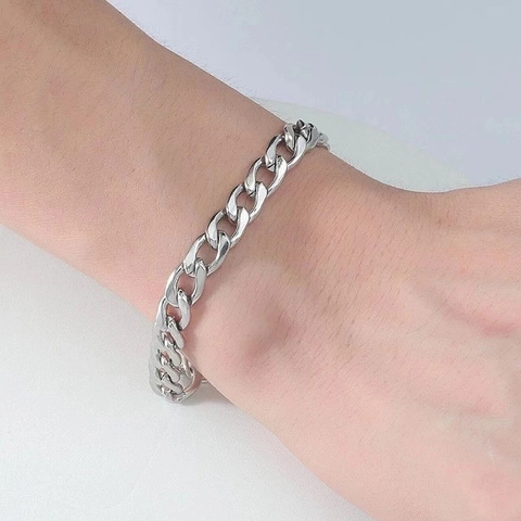 Bracelet À Maillons Cubains En Acier Inoxydable Pour Hommes Femmes Style Punk Hip Hop Bijoux Polis Durables
