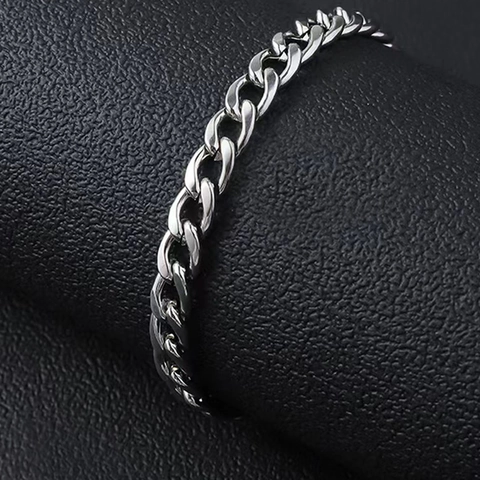 Bracelet À Maillons Cubains En Acier Inoxydable Pour Hommes Femmes Style Punk Hip Hop Bijoux Polis Durables