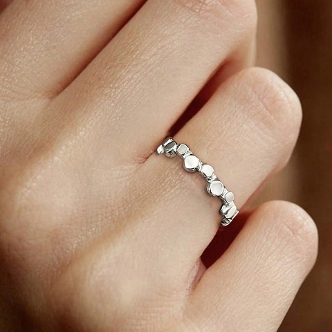Bubble Polka Dot Open Ring Stainless Steel Geometric Irregular Adjustable Fashion Jewelry For Women
