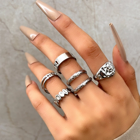 Stainless Steel Adjustable Rings Vintage Bohemian Minimalist Geometric Jewelry For Men Women