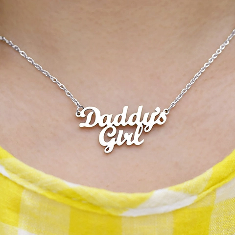 Daddys Girl Tekst Hanger Ketting Roestvrij Staal Schakelketting Mode Sieraden Voor Dochter Vaderdag Cadeau