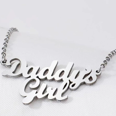 Daddys Girl Tekst Hanger Ketting Roestvrij Staal Schakelketting Mode Sieraden Voor Dochter Vaderdag Cadeau