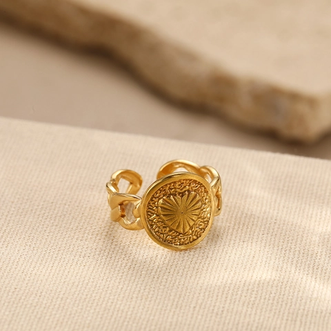Vintage Stainless Steel Ring Heart Sunburst Design Adjustable Open Finger Ring Retro Jewelry For Women