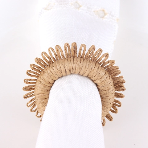 Handmade Raffia Straw Woven Napkin Rings Sunflower Shape For Table Decoration Wedding Dinner Party Hotel Restaurant