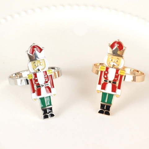 Nussknacker Soldat Serviettenringe Aus Zinklegierung Und Emaille Für Weihnachtliche Tischdekoration Festbankett