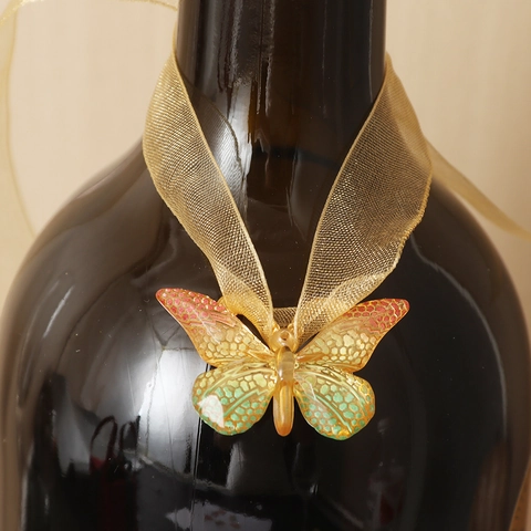 Butterfly Wine Glass Charms Zinc Alloy Colorful Gradient Drink Markers For Party Dinner Wedding Barware Decoration