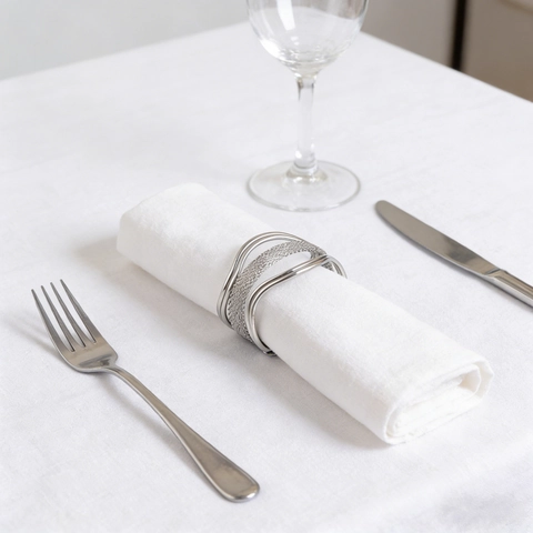 Metal Woven Mesh Open Napkin Ring Zinc Alloy Multi Layer Holder For Wedding Party Table Decoration Modern Elegant Style