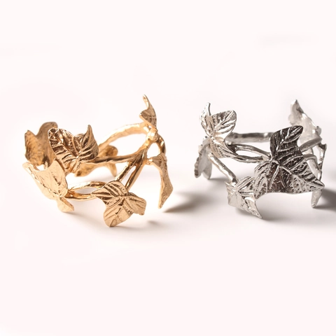 Napkin Rings Zinc Alloy Electroplated Grape Leaf Ivy Design Vintage Forest Style Dining Table Decor Wedding Hotel Party