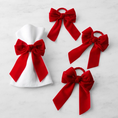 Christmas Velvet Bow Napkin Ring Elegant Cloth Butterfly Knot Napkin Buckle For Holiday Banquet Party Table Decoration