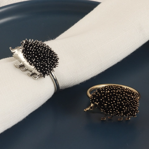 Hedgehog Napkin Rings Zinc Alloy Metal Retro Animal Shape Decorative Table Accessories For Hotel Wedding Party Dining