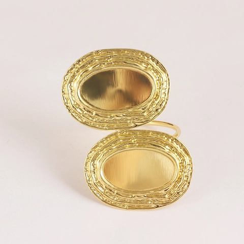 Retro Gold Zinc Alloy Napkin Ring Oval Smooth Geometric Table Decoration For Wedding Party Hotel Tableware