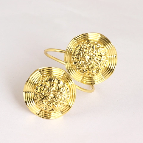 Gold Zinc Alloy Napkin Ring Hammered Texture Irregular Wavy Flower Shape For Wedding Party Hotel Table Decor Elegant