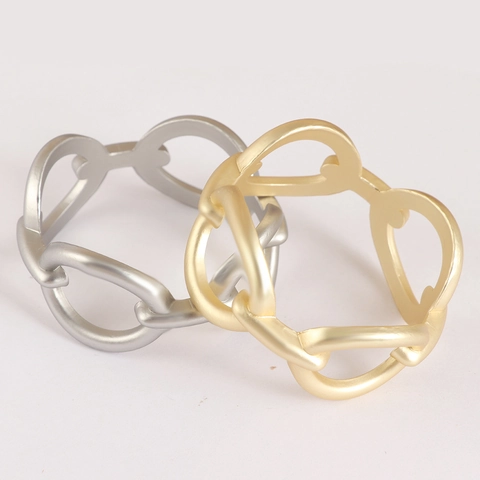 Juego de Servilleteros Modernos de Aleación de Zinc Geométricos Mate Oro Plata Diseño de Cadena para Mesa de Comedor Boda Fiesta