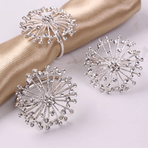 Ronds De Serviette En Strass Feu D'Artifice Alliage De Zinc Boucle Étoilée Étincelante Pour Banquet De Mariage Hôtel Décoration