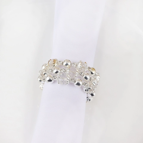 Elegant Napkin Rings Zinc Alloy Rhinestone Crystal Beaded Multi Layer For Wedding Banquet Party Hotel Table Decoration