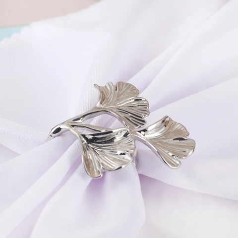 Napkin Ring Ginkgo Leaf Metal Zinc Alloy Holder Elegant Table Decoration For Banquet Wedding Hotel Party Decor