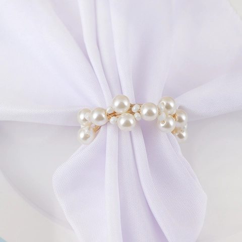 Napkin Rings Faux Artificial Pearl Hand Woven Gold Metal Wire Cluster Elegant Dining Table Decoration Wedding Valentine Banquet