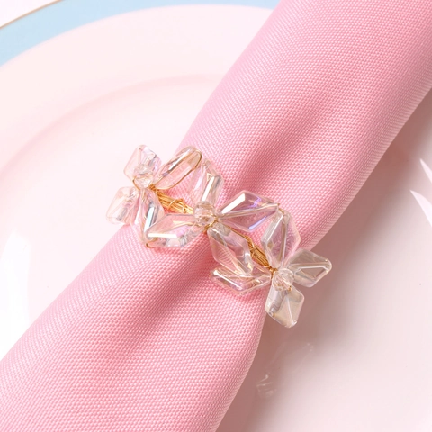 Luxury Crystal Flower Napkin Ring Gold Zinc Alloy Metal Woven Napkin Buckle For Wedding Hotel Banquet Table Decoration