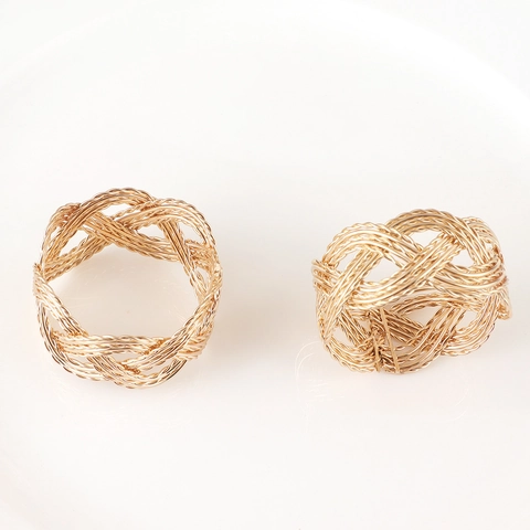 Braided Metal Napkin Rings Gold Zinc Alloy Woven Hollow Napkin Buckles For Wedding Hotel Table Decoration