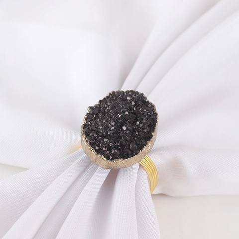 Rond de Serviette en Alliage de Zinc Électroplaqué Or avec Druse Décoration de Table Luxe pour Mariage Banquet Hôtel